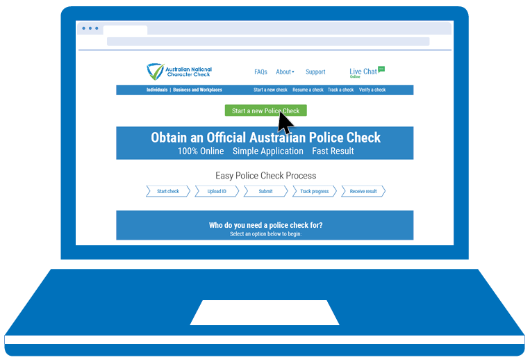 Start a nationally coordinated criminal history check online